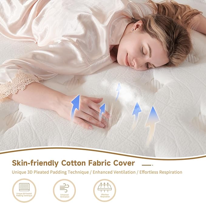 Queen Mattress 14 Inch, Hybrid Memory Foam Mattress with Zoned Pocket Springs Support and Motion Isolation, Medium Firm Feel Pressure Relief for Bed 80" x 60"