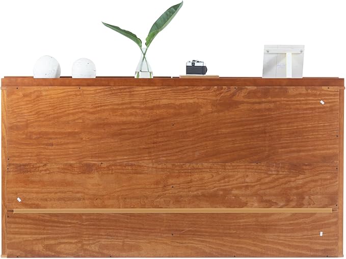 memomad Bali Set: Storage Platform Bed with Drawers + Bookcase Headboard (King Size, Caramel Brown Wood)