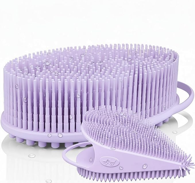 Body Face Scrubber Set Silicone - 2 Pack Shower Brush Facial Cleansing Kit - Avilana Bath Loofah Alternative Complete Skincare System Dual Sided - Gift Set Women Men