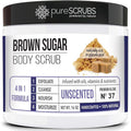 pureSCRUBS Premium Unscented Brown Sugar Body Scrub | Large 16oz Jar | Face, Feet & Full Body Scrub | Includes Wooden Spoon, Loofah & Mini Exfoliating Bar Soap
