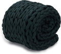 Nuzzie Chunky Knit Blanket - Breathable, Cooling, Hand Made Knit Throw Blanket for Sleep - Machine Washable, Stylish Decor Design (Forest Green, Full | 16lbs | 48"x72")