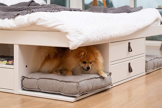 memomad Bali Storage Platform Bed with Drawers (Full Size, Off White)