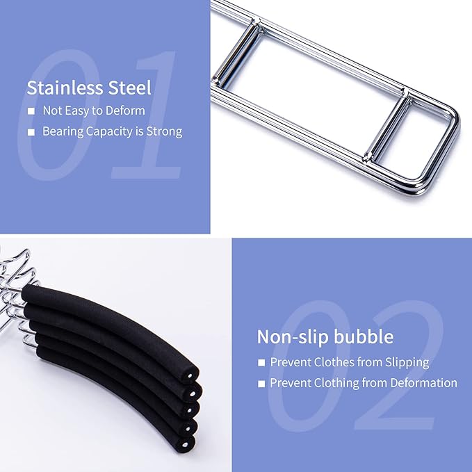 Nature Smile No Shoulder Bump Multiple Sweater Coat Clothes Hangers,Multi Layers Space Saving T Shirt Blouse Rack(4 Pack Black Color)