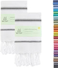WETCAT Turkish Hand Towels with Hanging Loop, Set of 2 (20" x 30") 100% Turkish Cotton, Pre-Washed, Quick Drying, for Kitchen or Bathroom - Black & White