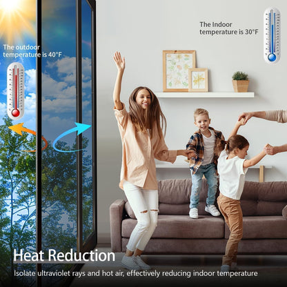 Niviy One Way Privacy Window Film See Out Not in Window Tint for Home Heat Blocking Anti UV Glass Door Mirror Reflective Window Film for Home Office, (Silver 35.4" x 157.4")