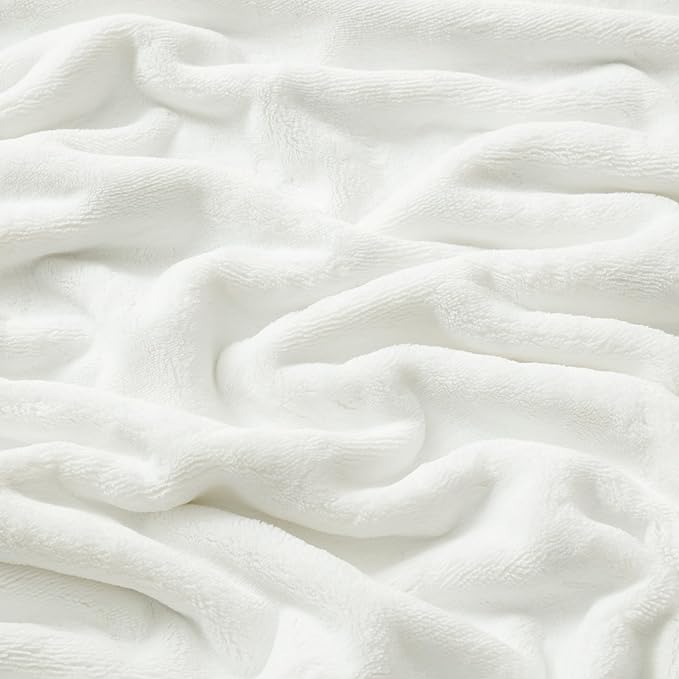 Brookstone Nap Plush Throw Blanket for Couch | Warm & Super Soft Blanket with Unmatched Heavy, Dense, and Ultra-Comfy Throw | Luxurious Drape, Cozying Up on a Sofa, Chair | White