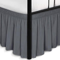 Biscaynebay Wrap Around Bed Skirts with Split Corners for Queen Beds 18" Drop, Dark Grey Adjustable Elastic Dust Ruffles Easy Fit Wrinkle Resistant Silky Luxurious Fabric Machine Washable