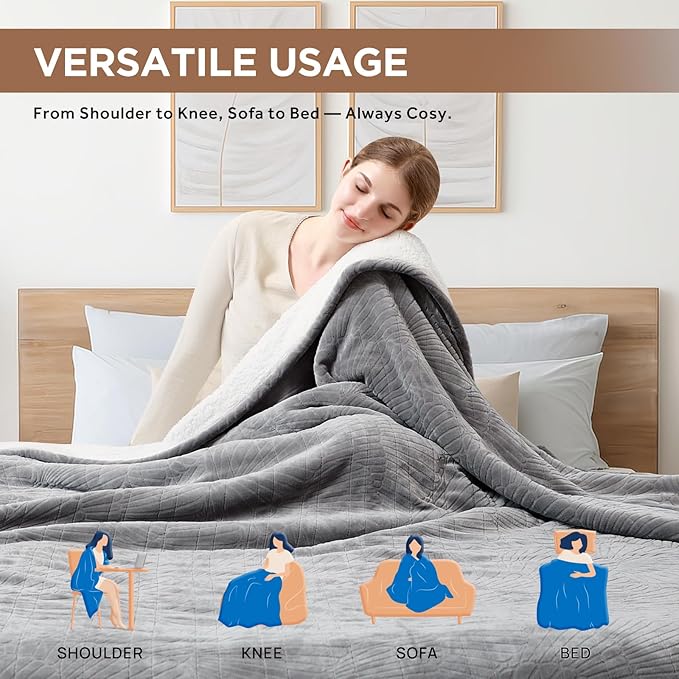 Westinghouse Electric Blanket King, Flower Jacquard Heated Blanket King Size with 10 Heating Levels and 1-12 Hours Auto-Off, Flannel to Sherpa Reversible, Machine Washable (90" x 100", Light Grey)