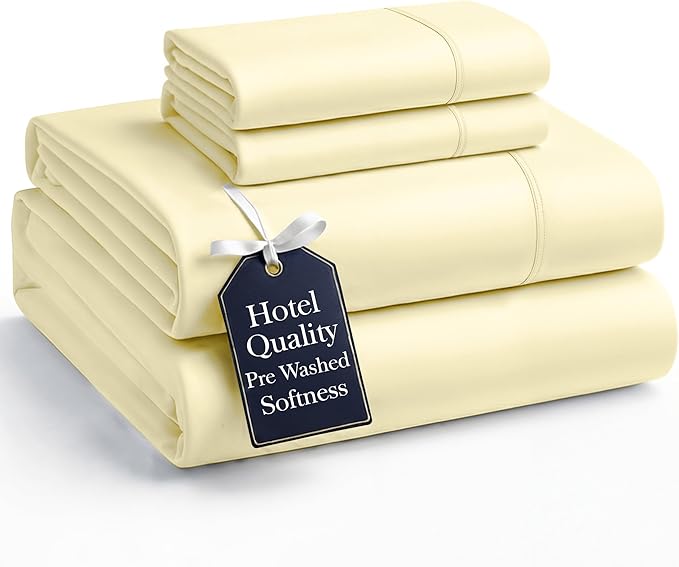 Casa Platino Sheets California King Size Bed Set, Pre-Washed Ultra Soft California King Bed Sheets Set, Brushed Microfiber Cooling Sheets, California King Size Sheets Set with Deep Pockets - Vanilla