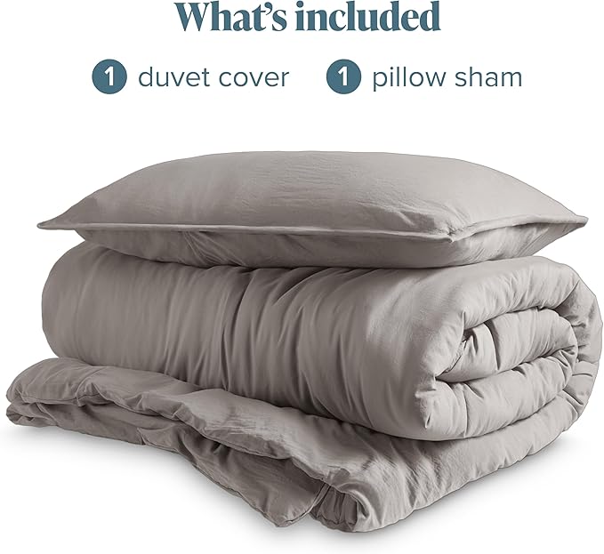 Bare Home Microfiber Duvet Cover Set - Ultra Soft Washed Microfiber - Twin/Twin Extra Long - Linen-Like Look - Easy Care - Breathable Fabric - Our Softest Duvet Cover Set (Twin/Twin XL, Frost Grey)