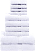 Superior Egyptian Cotton Pile 10 Piece Towel Set, Includes 2 Bath, 4 Hand, 4 Face Towels/Washcloths, Ultra Soft Luxury Towels, Thick Plush Essentials, Guest Bath, Spa, Hotel Bathroom, White