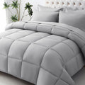 JOLLYVOGUE Full Comforter Set, Ultra-Soft Bed in a Bag Full Size 7 Pieces, Oeko-TEX Certified Bedding Set with Down Alternative Comforter, Sheets, Pillowcases & Shams, Light Grey