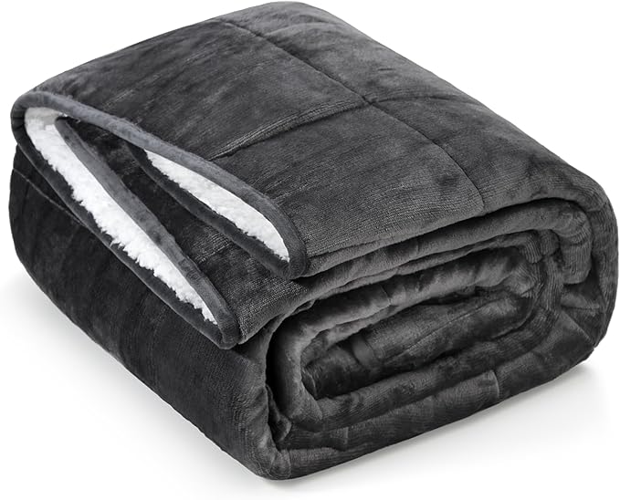 Weighted Blanket 20 lbs 60x80 inches, Sherpa Fleece Throw Blanket for Winter, Fuzzy Fluffy Soft Cozy Heavy Blanket for Couch Sofa, Plush Thick and Warm Blanket Queen Size Bed