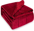 Wemore Sherpa Fleece Weighted Blanket for Adult,20 lbs Dual Sided Cozy Fluffy Heavy Blanket,Ultra Fuzzy Throw Blanket with Soft Plush Flannel Top,60 x 80 inches for Queen Burgundy on Both Sides