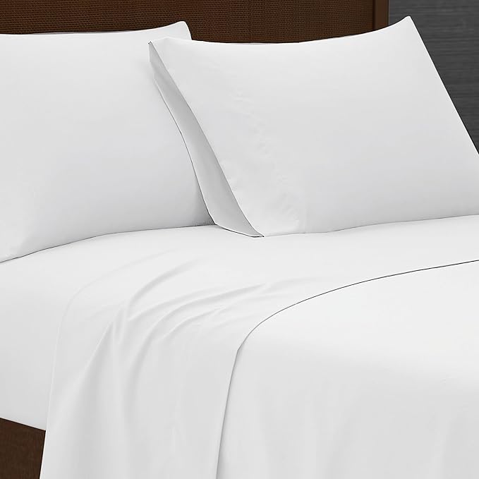 London Fog Garment Washed Solid Sheet Set White Microfiber 4-Piece Full Sheet Set, Solid Themed, Deep Pocket, Adult and Teen, Oeko-TEX Certified