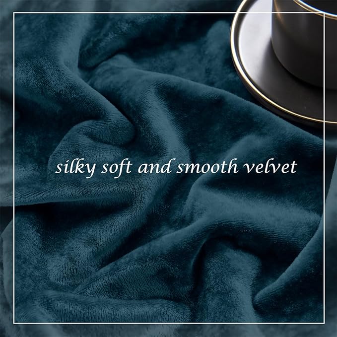 SMILETIME Tranquil Blue Crushed Velvet Curtains 52x90 inch Luxurious Thermal Insulated Soundproof Drapes for Living Room Bedroom Office Soft and Durable Light-Filtering Window Treatments, 2 Panels
