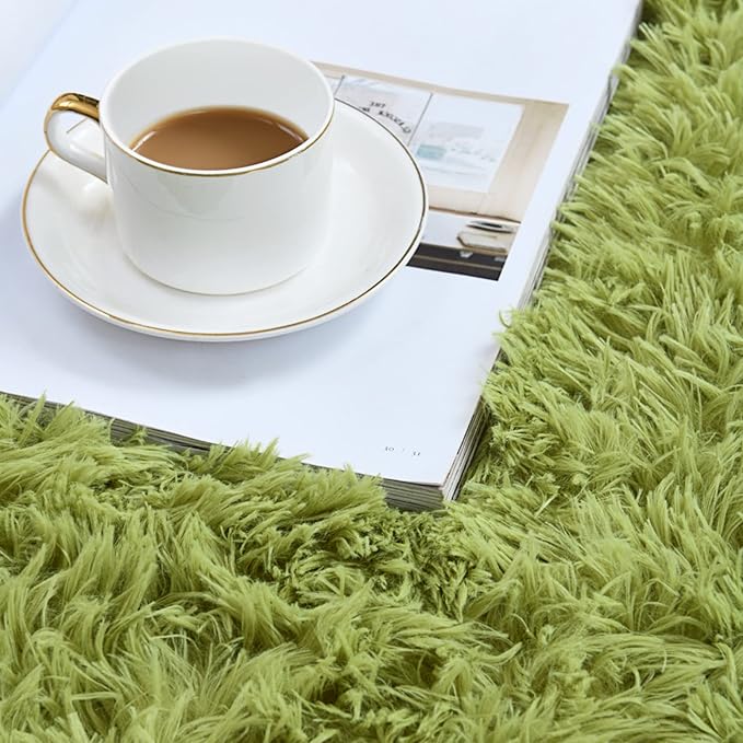 duduta Green Fluffy Round Rug 4x4 ft, Shag Fuzzy Plush Circle Throw Rug for Nursery Bedroom Living Room Home Decor