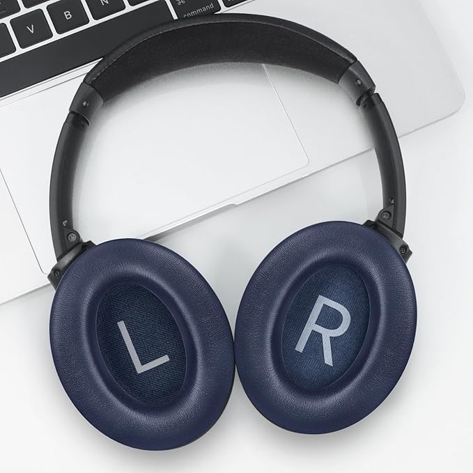 Headphones Replacement Ear Pads, Protein Leather earpad Cushions for Bose QuietComfort 45（QC45） Headphones, Softer Memory Foam - Navy Blue