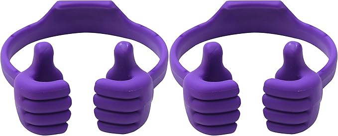 Honsky Cell Phone Stand Holder 2-Pack,Thumbs Up Lazy Phone Stand,Universal Adjustable Flexible Dock for All Phones & Tablets,Cute Stocking Stuffer Gift for Teen Girls,Purple