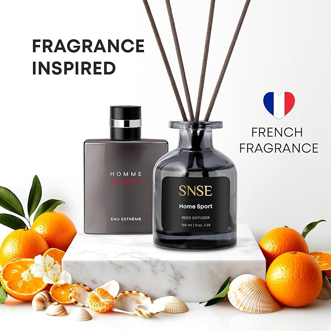 SNSE Home Sport Perfumed Reed Diffuser Set - Premium Reed Diffusers for Home with Diffuser Reeds, Luxurious Gift Aroma, Sophisticated Scent, Ideal for Relaxation, Elegant Home Fragrance