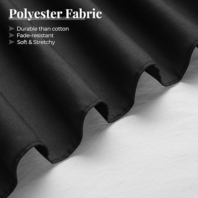 RIMELA Bed Skirting Queen Size Black Bed Skirt 12 Inch Drop, Wrap Around Elastic Adjustable Bedskirt, Dust Ruffle for Bed Frame & Box Spring Soft Durable Fabric Machine Washable Easy to Install