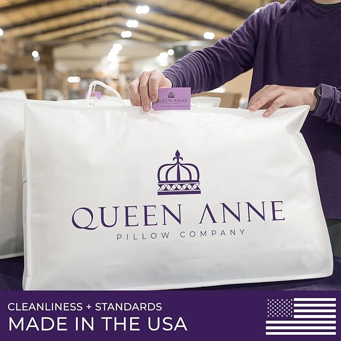 Queen Anne Hotel Collection Pillows – Luxury Down Alternative Bed Pillows (2-Pack, Standard Soft) – Ultimate Comfort, Hypoallergenic, Made in The USA