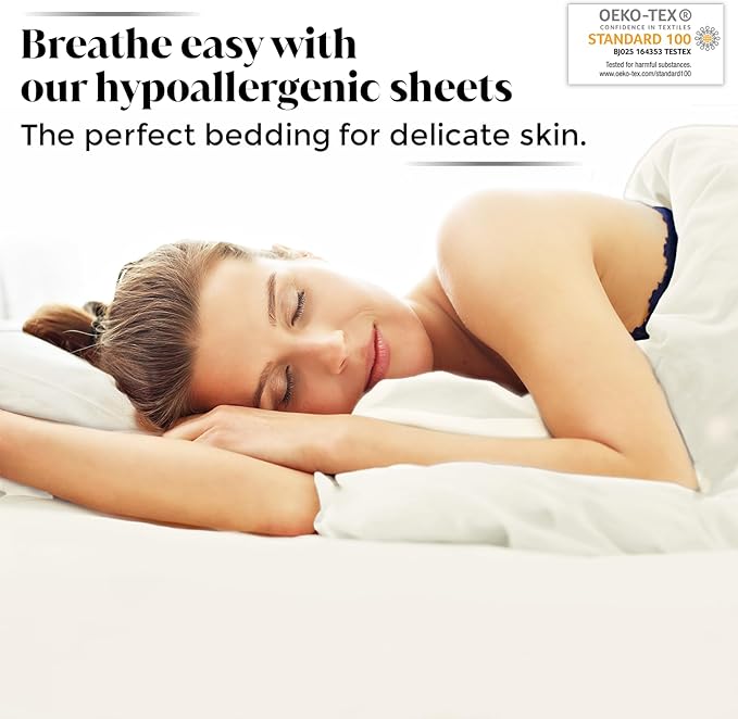Split King Size Sheet Set | 2 Fitted Sheets for Sleep Number & Adjustable Beds | Organically Grown | Ultra Soft & Cooling |100% Viscose | 17" Deep Pocket [Ivory]