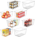 8 Pack Large Clear Plastic Storage Bins, Refrigerator Cabinet Organizers with Handles for Pantry Organization and storage, Perfect for Home Organization, Kitchen, Laundry, Office& Garage