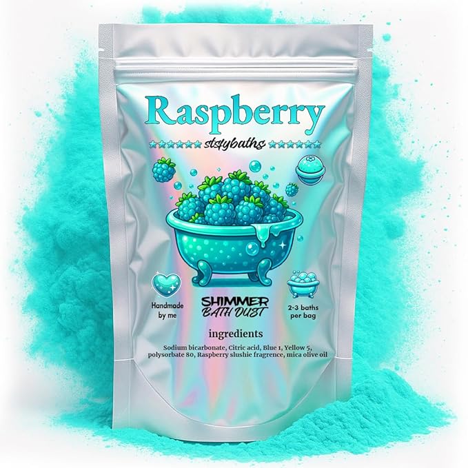 Raspberry Shimmer Bath Bomb in A Bag - Handmade Scented Bath Bombs for Women,Kids and Men - Bulk Bathbomb Fizzies Perfect for Boys and Girls All Ages (Small, Turquoise)