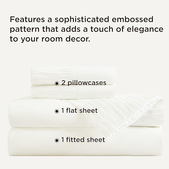 Bedsure Full Size Bed Sheets - 4 Pieces Soft Full Sheet Set - Breathable & Cooling - Hotel Luxury - Easy Care Polyester Microfiber Bedding for Women, Men, Ivory