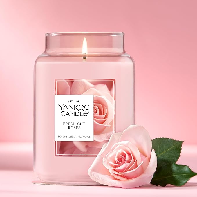 Yankee Candle Fresh Cut Roses Scented Candle, 22oz Large Jar with up to 150 Hour Burn Time, Giftable