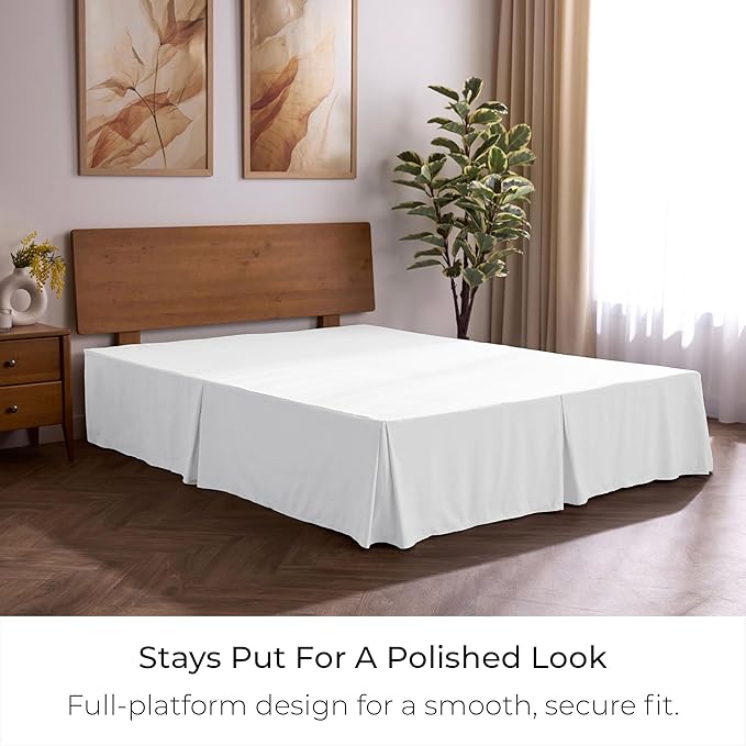 Mellanni Bed Skirt Twin Size - Bed Skirting - 15-Inch Tailored Drop Pleated Dust Ruffle - Hotel Luxury Bedding - Wrinkle, Fade, Stain Resistant - 1 Bedskirt (Twin, White)