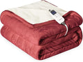 Heat Blanket 62”x84” Twin Size,Soft Flannel & Sherpa Reversible Electric Blanket with 10 Heat Settings,12 Timer Setting and 8 Hours Auto-Shut Off,ETL Certified Machine Washable,Red