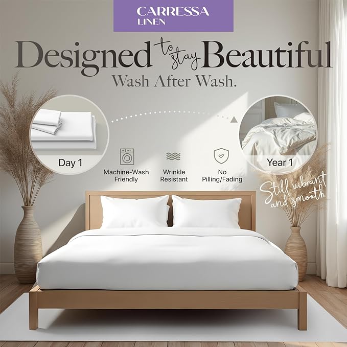 Carressa Linen 100% Egyptian Cotton Queen Sheet Set - 600 Thread Count Egyptian Cotton Queen Sheets Set (4 PC, Cocoa Taupe), Ultra Soft, Cooling, 16" Deep Pocket Sateen Weave Luxury Hotel Bed Sheet