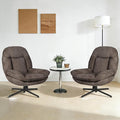360°Free Swivel Accent Chair Set of 2 for Living Room, Slightly 20°Rocking, 24" High Backrest Upholstered Armchair, Ergonomic Design, Chenille Breathable Soft Fabric Modern Single Sofa, Brown