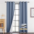 RYB HOME PM 2.5 Filter Curtains for Living Room/Bedroom, Soundproof Blackout Large Window Curtains for Dust Sandstorms Smog Pollen Odor Filtering, Stone Blue, W42 x L84 inch, 2 Panels