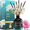 Peony Flowers Reed Diffuser, Reed Diffuser Set 6.7 fl oz (200 ml) with 6 Reed Sticks, Home Fragrance Reed Diffuser for Bathroom Shelf House Bedroom Office Decor