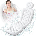 Luxury Bath Cushion, Full Body Bathtub Pillow with 160 Suction Cups, Bath Mat for Head and Neck Support, with Laundry Bag (White, 56.2" x 16.2")