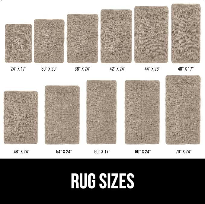 GORILLA GRIP Bath Rug Mat 60x17, Thick Absorbent Chenille, Quick Dry Microfiber Mats, Rubber Backing Washable Shower Floor Rugs, Bathmat Runner, US Designed Bathroom Home Decor Accessories Gray Beige
