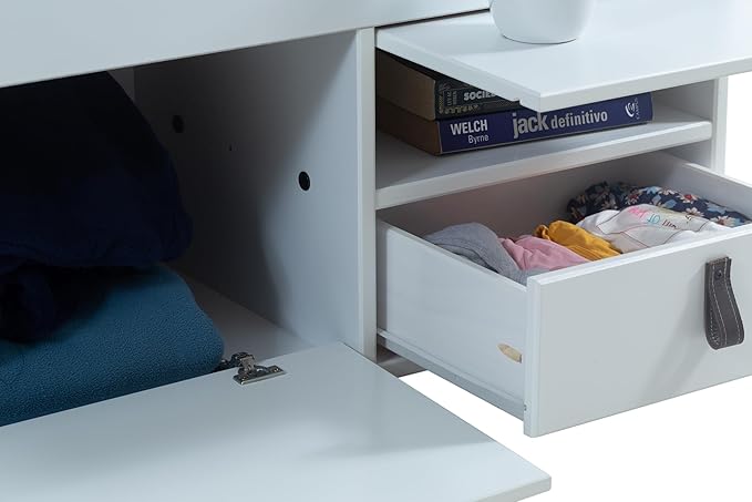 memomad Bali Storage Platform Bed with Drawers (Full Size, Off White)