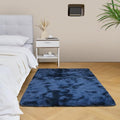 duduta Navy Blue Fluffy Bedroom Rug 3x5 ft, Tie-Dye Shag Plush Area Rug for Nursery Playroom Dorm Living Room Decor