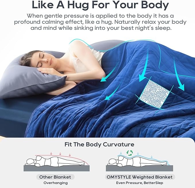 Weighted Blanket King Size 25lbs(88''x104'', Dual-Sided), Reversible King Weighted Blanket with Cozy Warm Velvet & Cooling Tencel Fabric for Adults & Couple All Season - Carry Bag Included, Navy Blue