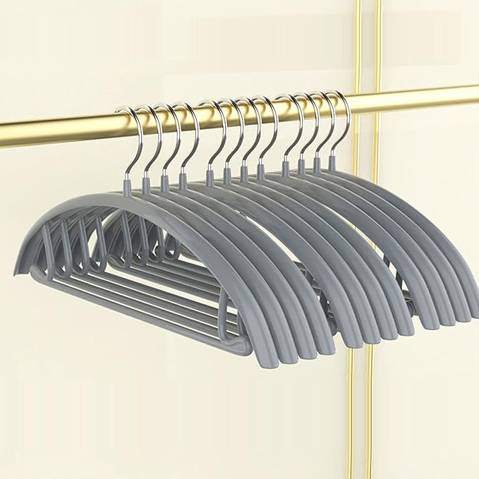 Premium PVC Coating Metal Hangers 20 Pack, Heavyduty, Non Slip Slimline, Suit Jacket T Shirt Hangers, Gold Hooks, Space Saving Clothes Hanger(Gray)