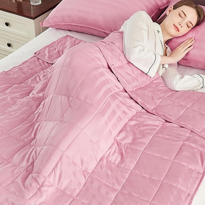 Weighted Blanket Queen Size (60"x80" 15lbs),Ultra Soft and Cozy Cooling Weighted Blanket Queen Size for Adult,Heavy Blanket with Machine Washable Soft Blanket, Pink