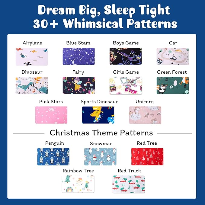 JSD Penguin Snowflakes Kids Christmas Sheet Set Full Size, 4 Piece Blue Printed Microfiber Sheets Deep Pocket