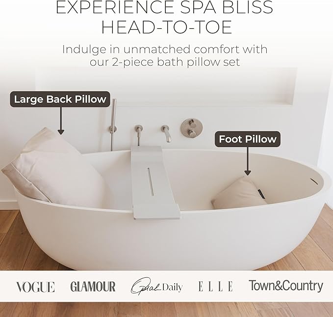 BADESOFA® Luxury Bath Pillow Set 2-Piece – Large Back Pillow & Foot Pillow for Tub – Spa-Grade Comfort for Head, Neck, Back & Feet – Quick Drying Bathtub Cushion Set in Green