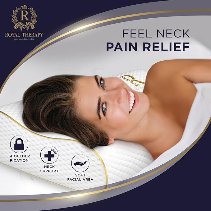 Royal Therapy Travel Memory Foam Cervical Pillow – Contour Pillow for Neck and Shoulder Pain