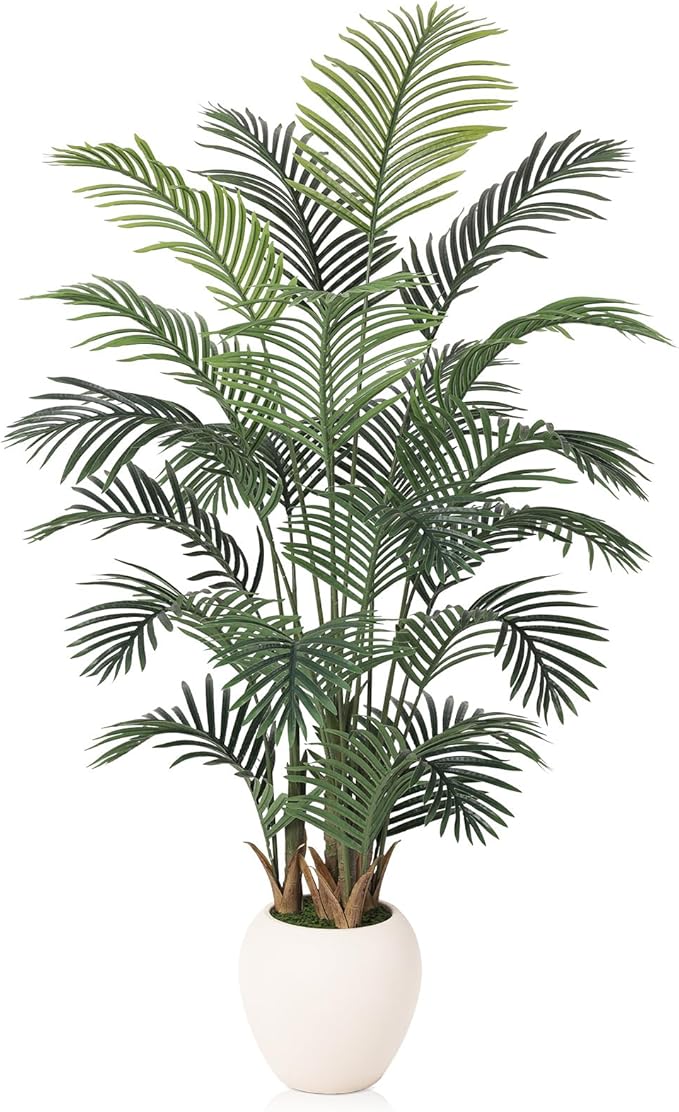 Artificial Palm Tree Plant - 5FT Tall Fake Tree with Realistic Look & UV Protection - Large Indoor Outdoor Faux Floor Plant for Home Office Decor