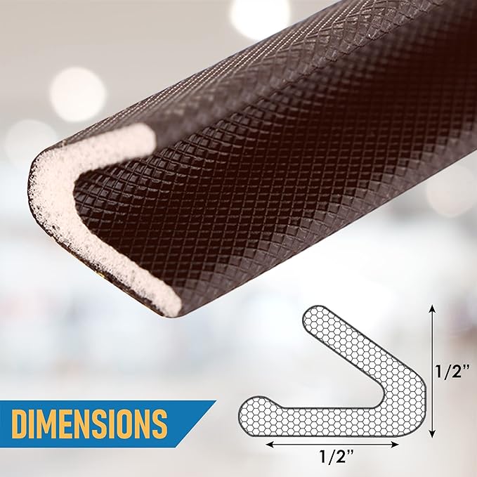 Adhesive V Shape Weatherstrip, Weather Stripping Door Seal Strip Foam Door Frame Insulation Side Jamb Bottom Groove Gap Filler Soundproof V Weatherstripping (Dark Brown, 1/2 in x 1/2 in x 26 Ft)