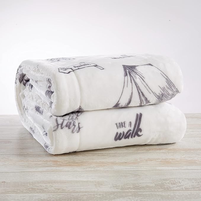 Great Bay Home Decorative Holiday Throw Blanket. Super Soft Fleece Sherpa Holiday Throw Blanket. Hudson Collection (Camping)